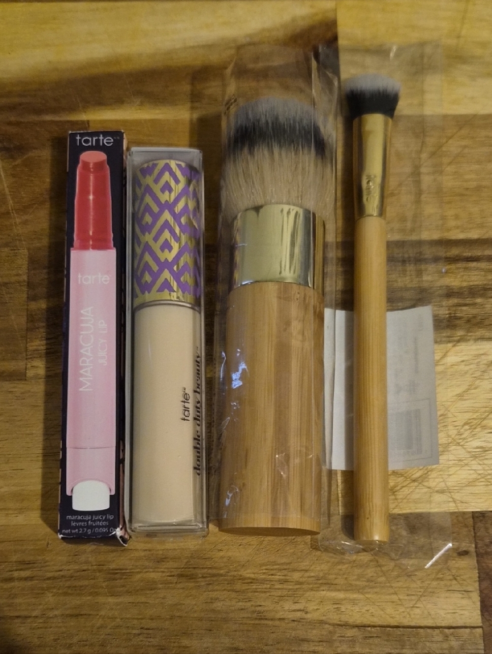 tarte Makeup Brush and Lip Tint Set - Pink, Beige & Gold